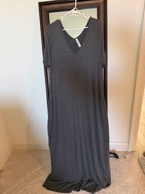 Unbranded Women's Charcoal V-Neck Maxi Dress